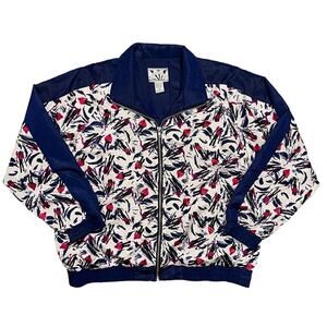 Sunterra Abstract Skiers Winter Scene Vintage 80s Windbreaker Jacket Women Large